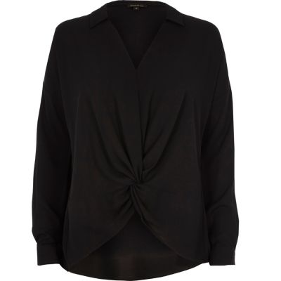 Black knot front blouse